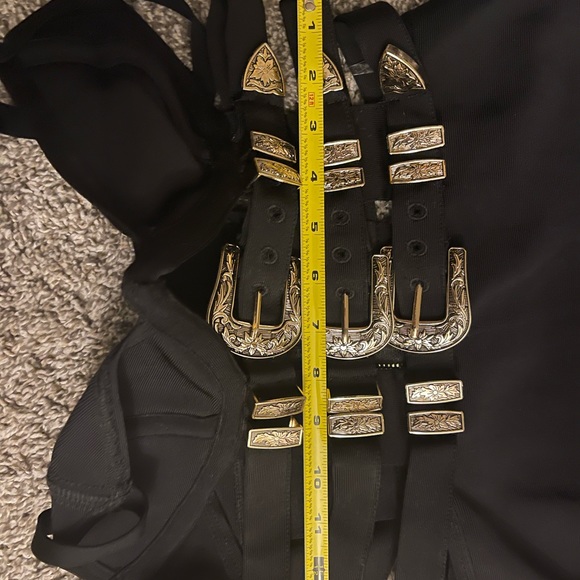 HOUSE OF CB 'Kia' Black Bandage Belted Dress L US 8-10/PN801 - Picture 8 of 10